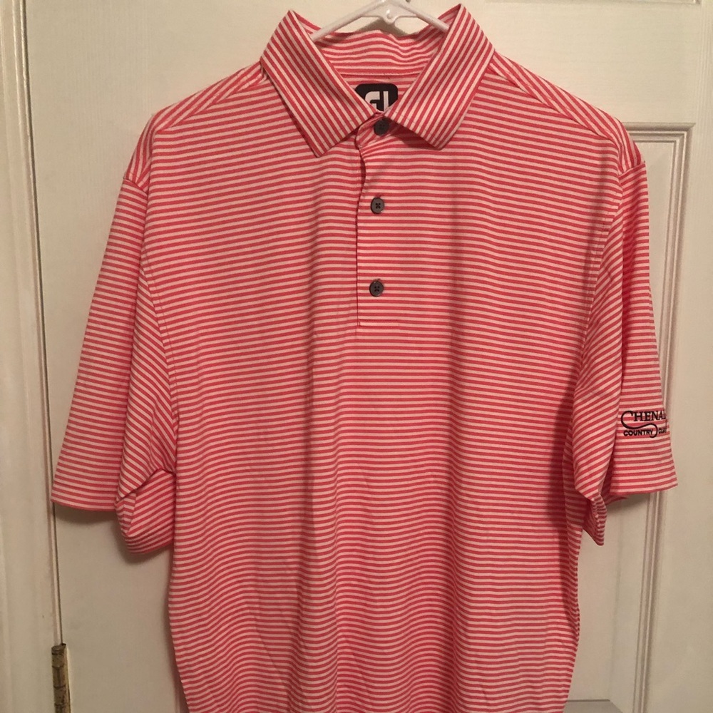 FootJoy Light Orange Striped M Golf Shirt